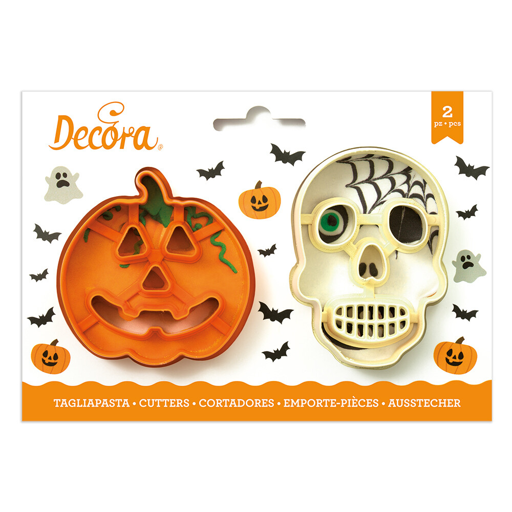 DECORA Cutters -HALLOWEEN -Pumpkin &amp; Skull - Σετ 2 πλαστικά κουπ πατ Κολοκύθα και Κρανίο