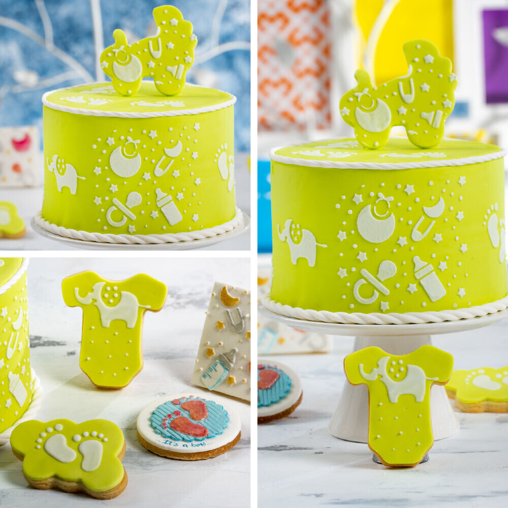 DECORA Cutters -BABY  BABY -Pram &amp; Onesie Bodysuit - Σετ 2 πλαστικά κουπ πατ Φορμάκι και καρότσι Μωρού