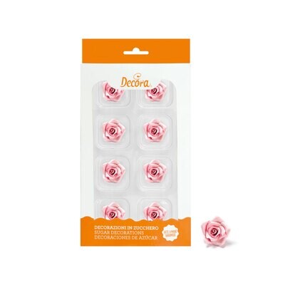DECORA Sugar Decorations -ROSES -SMALL - 8 τμχ - Βρώσιμα Ζαχαρωτά Τριαντάφυλλα Ροζ 2εκ