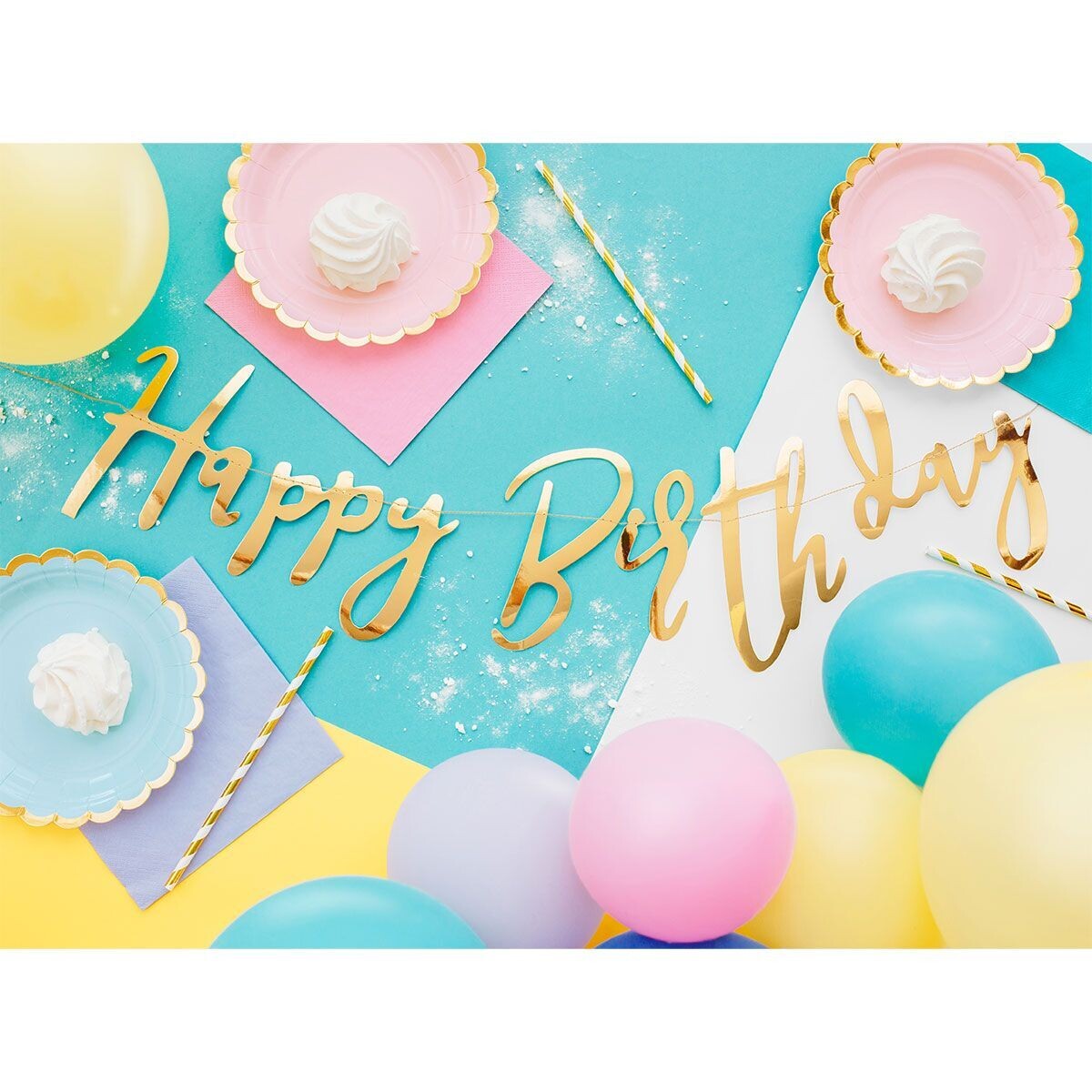 SALE!!! PartyDeco Banner Happy Birthday Gold - Happy Birthday Χρυσό σε στυλ Πανό