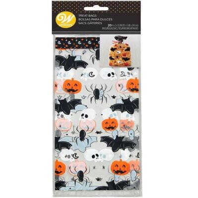 Wilton Halloween Treat Bags HALLOWEEN ICONS 20τεμ - Σακουλάκια για γλυκά με συρματάκια Halloween με νυχτερίδες, κρανία και κολοκύθες