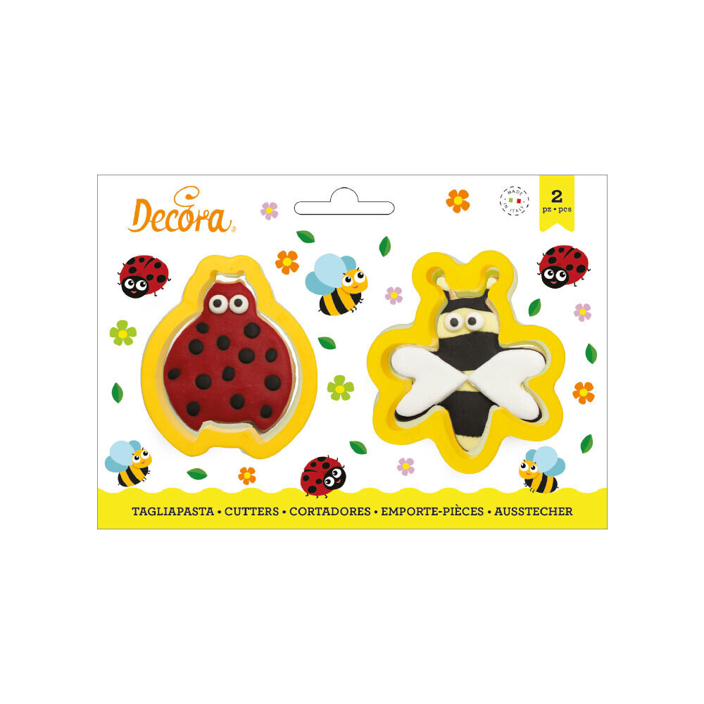 SALE!!! DECORA- Cutters -LADYBUG &amp;  BEE -Σετ 2 πλαστικά κουπ πατ Πασχαλίτσα και Μέλισσα