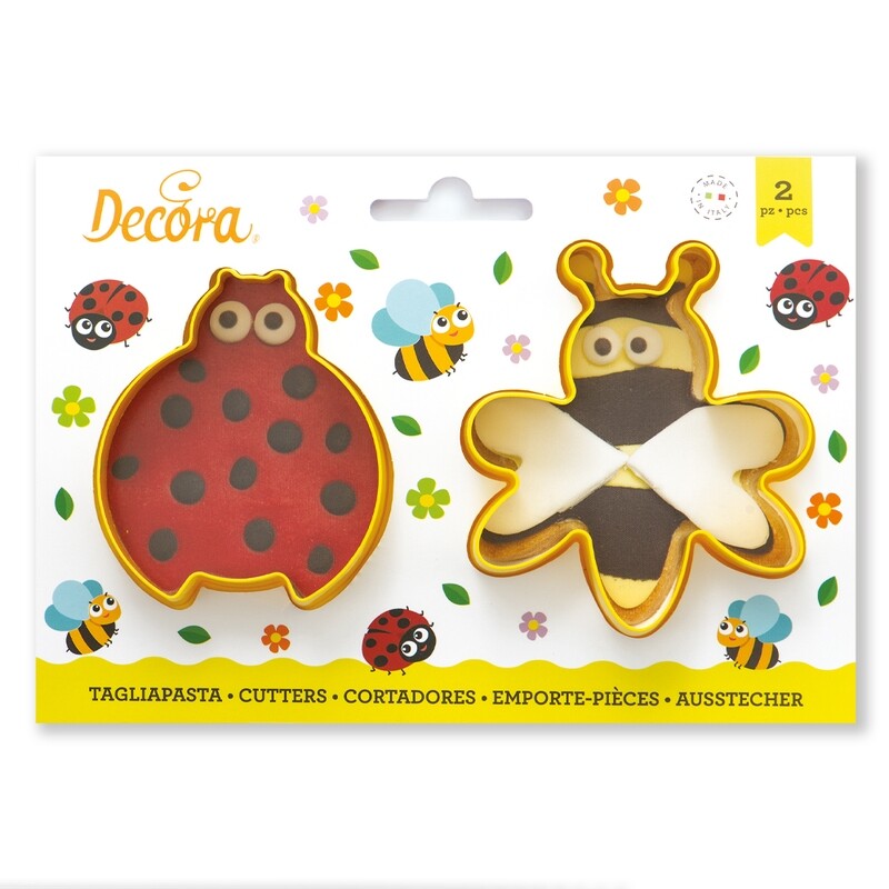 SALE!!! DECORA- Cutters -LADYBUG &amp;  BEE -Σετ 2 πλαστικά κουπ πατ Πασχαλίτσα και Μέλισσα