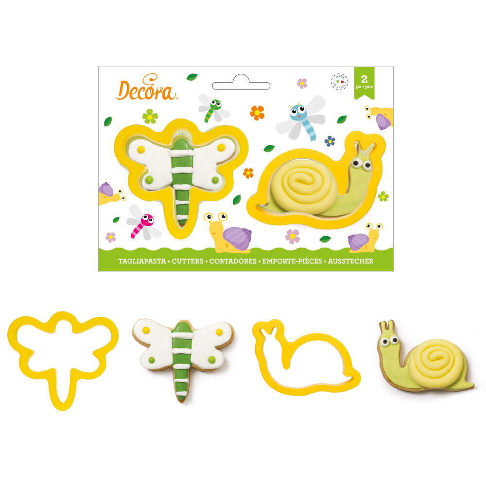 DECORA Cutters -DRAGONFLY &amp; SNAIL -Σετ 2 πλαστικά κουπ πατ Λιβελούλα/Πεταλούδα και Σαλιγκάρι