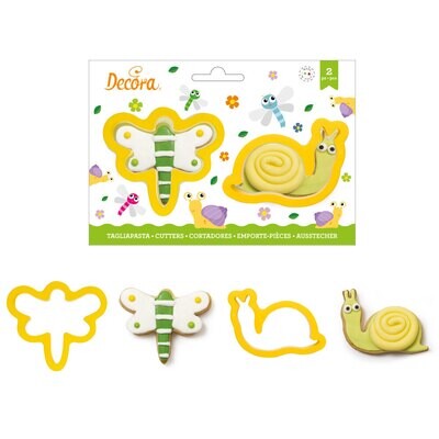SALE!!!! DECORA Cutters -DRAGONFLY &amp; SNAIL -Σετ 2 πλαστικά κουπ πατ Λιβελούλα/Πεταλούδα και Σαλιγκάρι