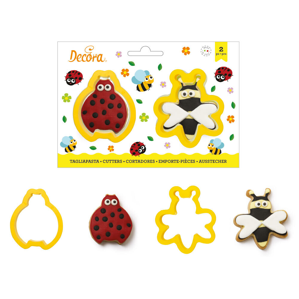 SALE!!! DECORA- Cutters -LADYBUG &amp;  BEE -Σετ 2 πλαστικά κουπ πατ Πασχαλίτσα και Μέλισσα