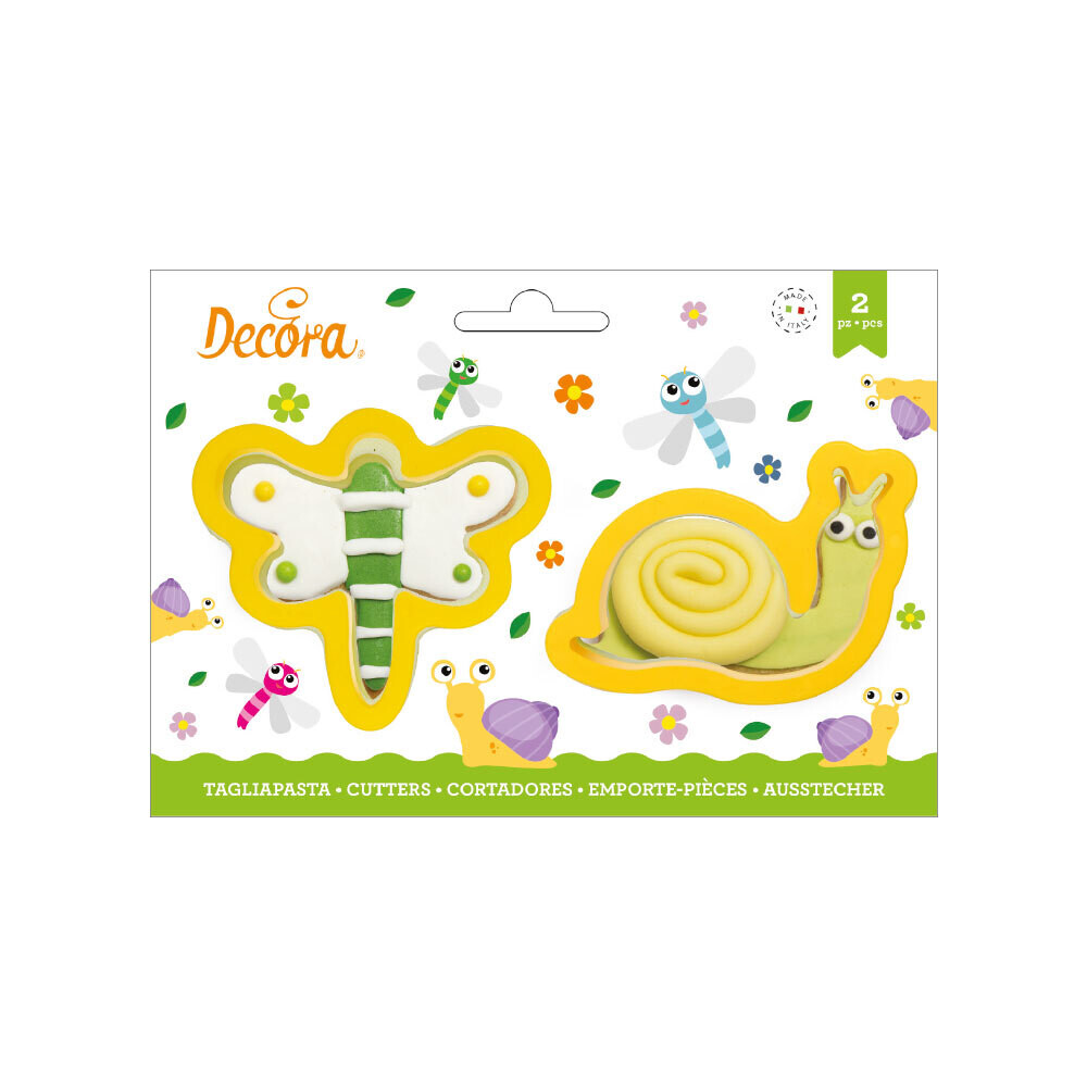 DECORA Cutters -DRAGONFLY &amp; SNAIL -Σετ 2 πλαστικά κουπ πατ Λιβελούλα/Πεταλούδα και Σαλιγκάρι