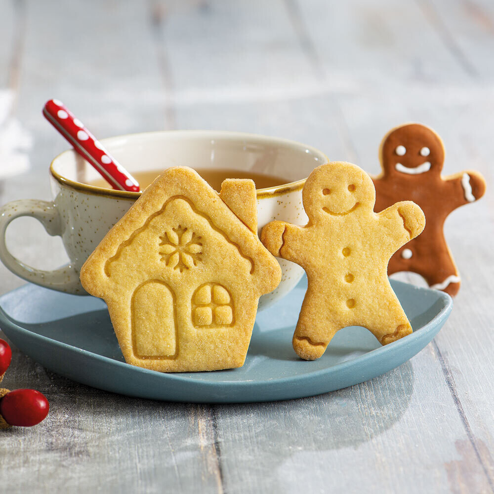DECORA Cutters -CHRISTMAS -GINGERBREAD  MAN &amp; HOUSE - Σετ 2 πλαστικά κουπ πατ Μπισκοτάνθρωπος και Σπιτάκι