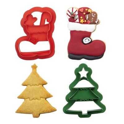 SALE!!! DECORA Cutters -CHRISTMAS -BOOT &amp; TREE - Σετ 2 πλαστικά κουπ πατ Μπότα και Χριστουγεννιάτικο Δέντρο