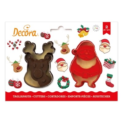 DECORA Cutters -CHRISTMAS -REINDEER &amp; SANTA CLAUS - Σετ 2 πλαστικά κουπ πατ Τάρανδος και Άγιος Βασίλης