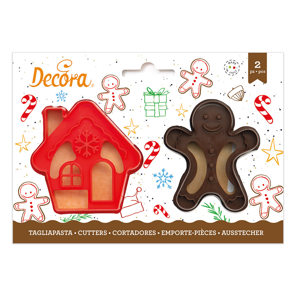 DECORA Cutters -CHRISTMAS -GINGERBREAD  MAN &amp; HOUSE - Σετ 2 πλαστικά κουπ πατ Μπισκοτάνθρωπος και Σπιτάκι