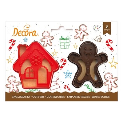 DECORA Cutters -CHRISTMAS -GINGERBREAD  MAN &amp; HOUSE - Σετ 2 πλαστικά κουπ πατ Μπισκοτάνθρωπος και Σπιτάκι