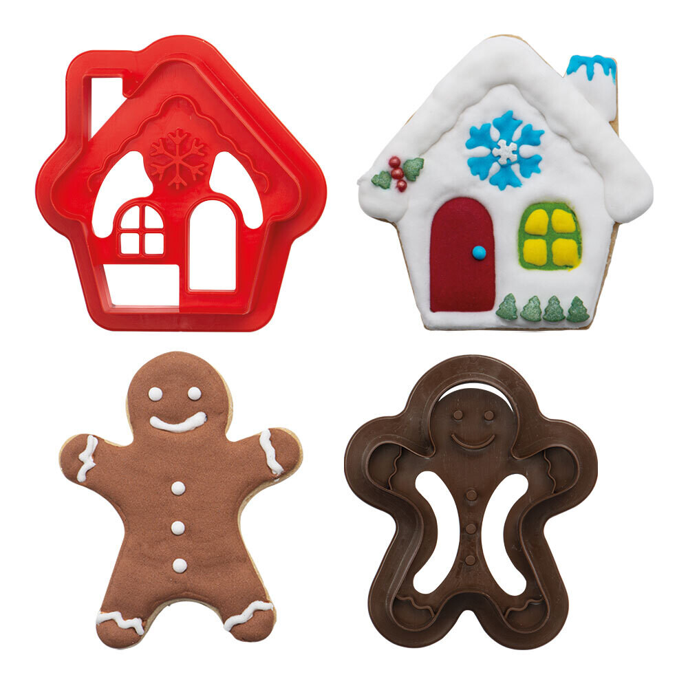 DECORA Cutters -CHRISTMAS -GINGERBREAD  MAN &amp; HOUSE - Σετ 2 πλαστικά κουπ πατ Μπισκοτάνθρωπος και Σπιτάκι