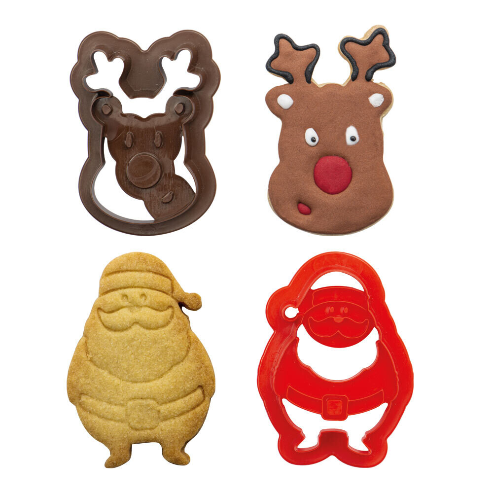 DECORA Cutters -CHRISTMAS -REINDEER &amp; SANTA CLAUS - Σετ 2 πλαστικά κουπ πατ Τάρανδος και Άγιος Βασίλης