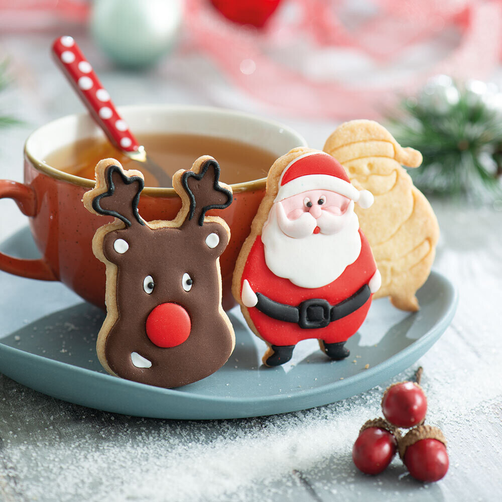 DECORA Cutters -CHRISTMAS -REINDEER &amp; SANTA CLAUS - Σετ 2 πλαστικά κουπ πατ Τάρανδος και Άγιος Βασίλης