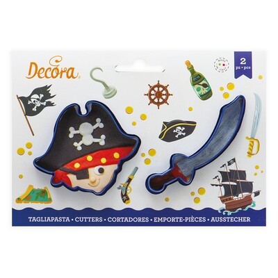 SALE!!! DECORA- Cutters -PIRATE &amp; SWORD -Σετ 2 πλαστικά κουπ πατ Πειρατής και Σπαθί