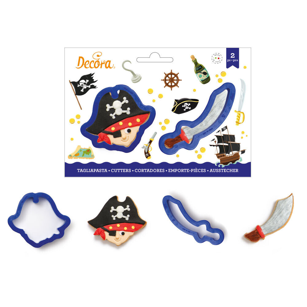 SALE!!! DECORA- Cutters -PIRATE &amp; SWORD -Σετ 2 πλαστικά κουπ πατ Πειρατής και Σπαθί