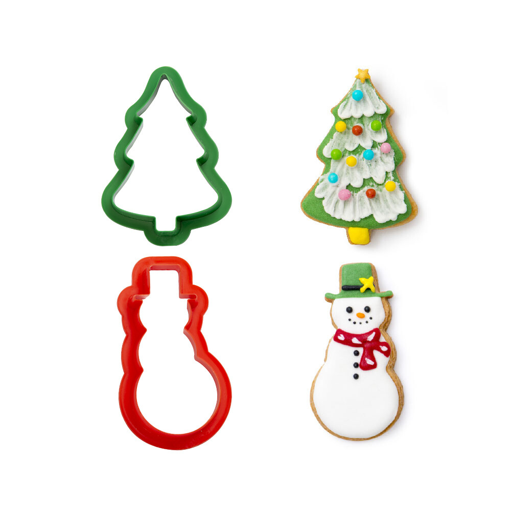 DECORA Cutters -CHRISTMAS -TREE &amp; SNOWMAN - Σετ 2 πλαστικά κουπ πατ Χριστουγεννιάτικο Δέντρο &amp; Χιονάνθρωπος