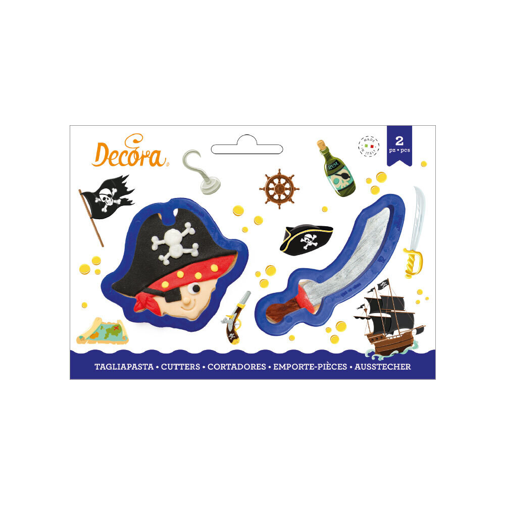 SALE!!! DECORA- Cutters -PIRATE &amp; SWORD -Σετ 2 πλαστικά κουπ πατ Πειρατής και Σπαθί