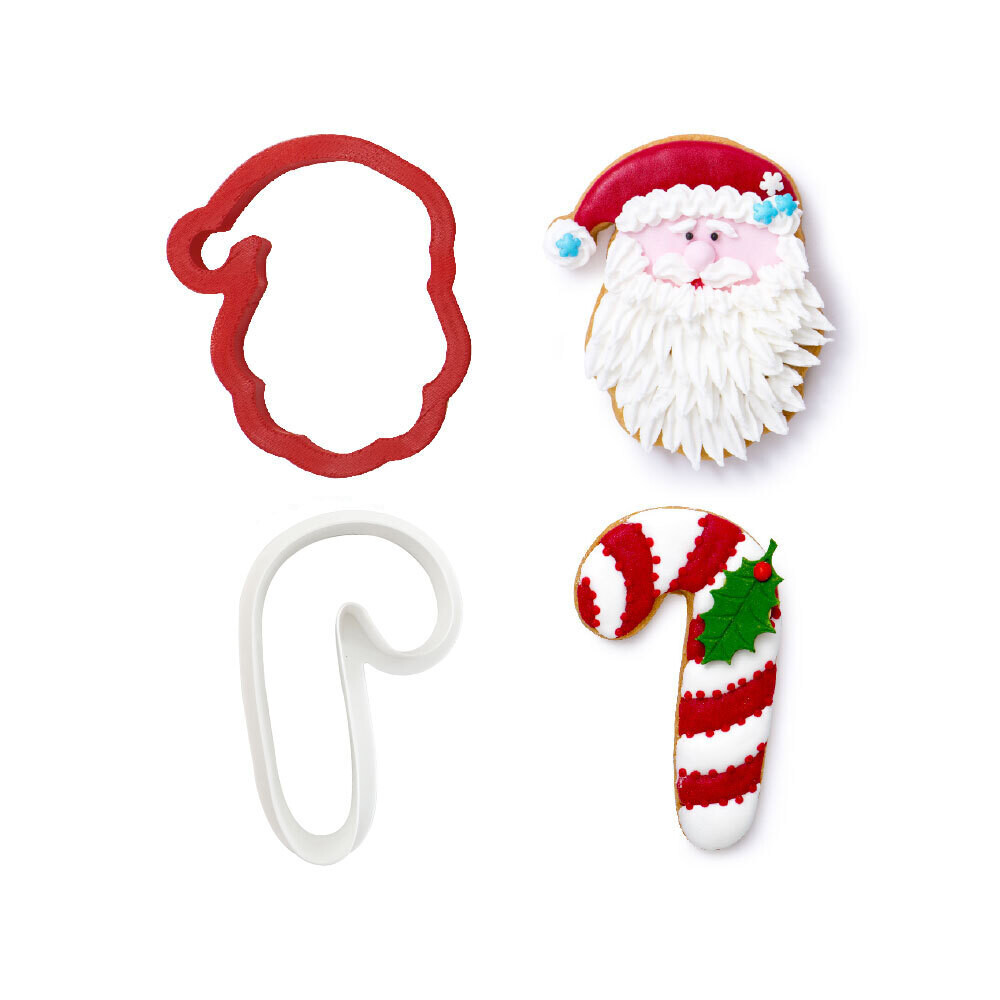 DECORA Cutters -CHRISTMAS -SANTA CLAUS &amp; CANDY CANE - Σετ 2 πλαστικά κουπ πατ Άγιος Βασίλης και Γλειφιτζούρι