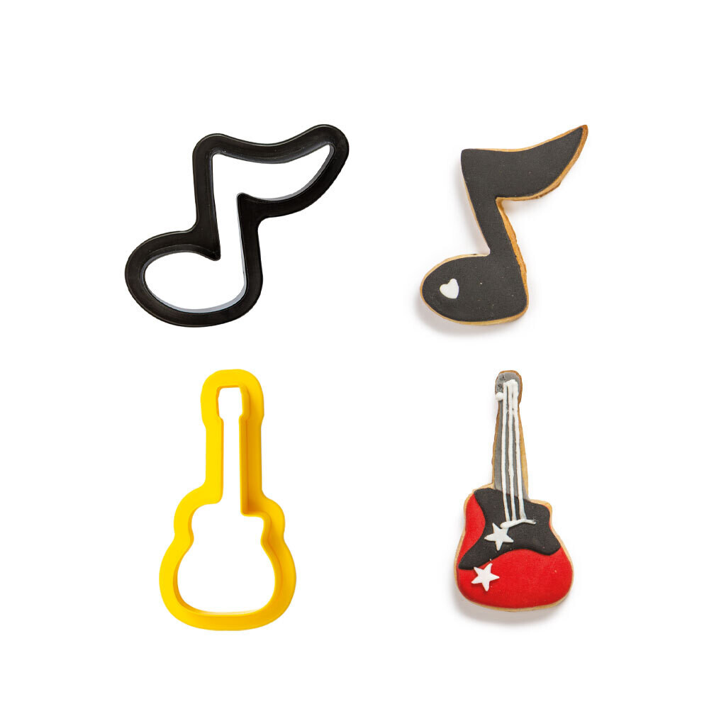 DECORA Cutters -GUITAR &amp; MUSIC NOTE -Σετ 2 πλαστικά κουπ πατ  Κιθάρα και Νότα