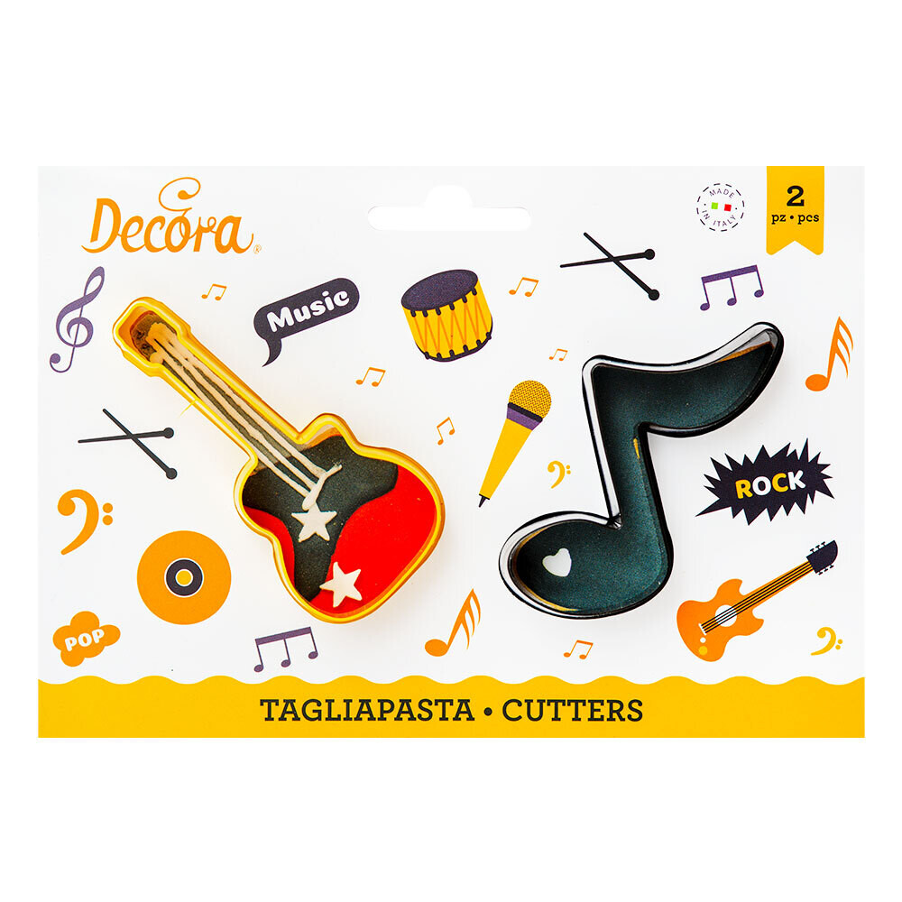 DECORA Cutters -GUITAR &amp; MUSIC NOTE -Σετ 2 πλαστικά κουπ πατ  Κιθάρα και Νότα