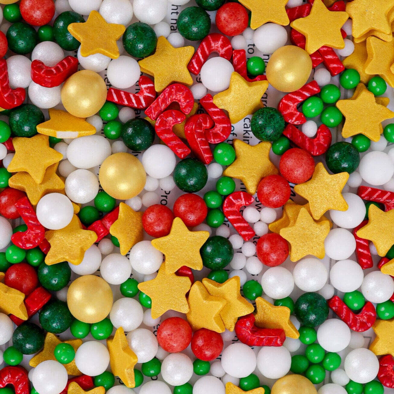 Halo Sprinkles MIX -JINGLE BALLS 125γρ  - Μείγμα Ζαχαρωτών Χριστουγεννιάτικο σε Πράσινες, Χρυσές και Λευκές Αποχρώσεις