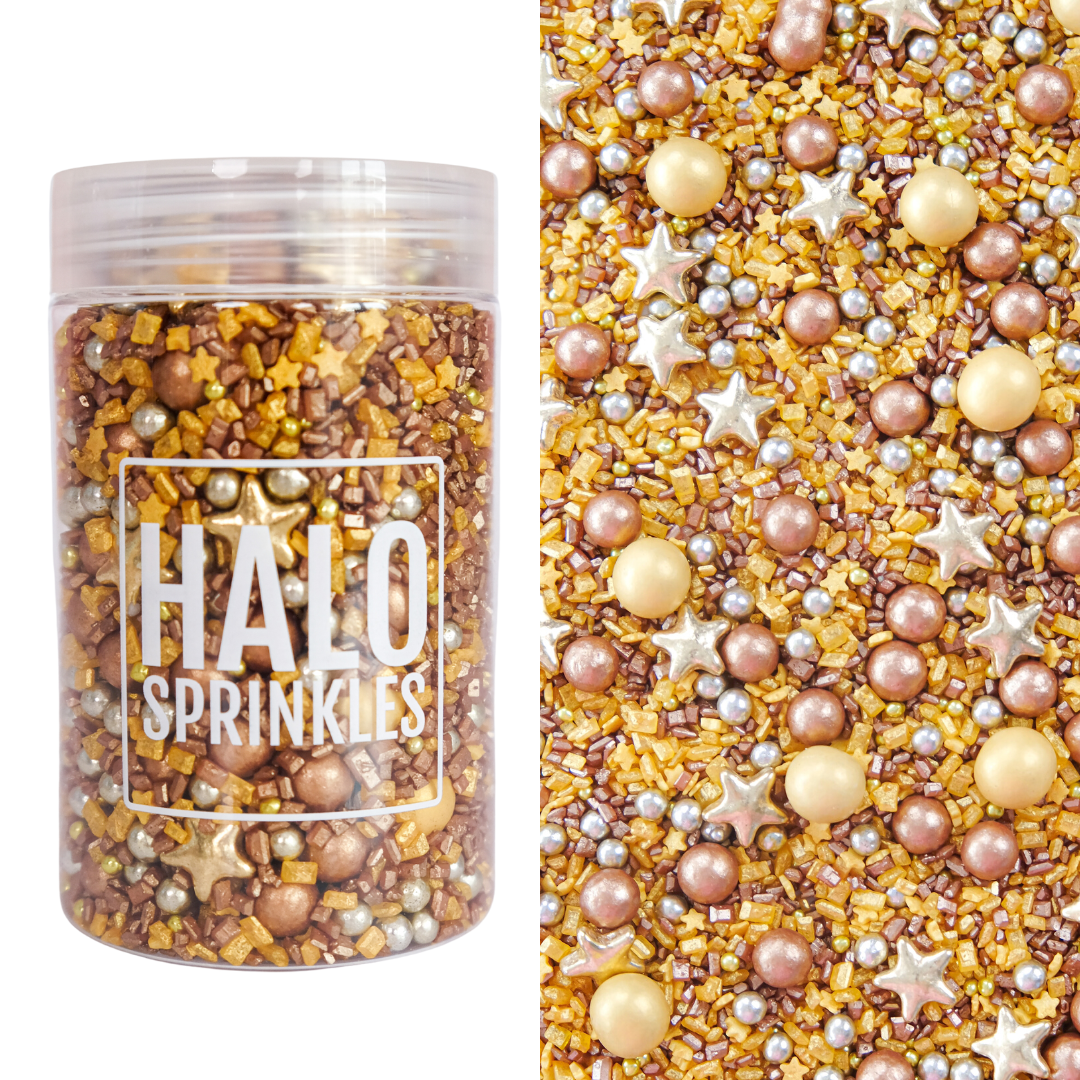 Halo Sprinkles MIX -GOLDEN EXPRESSO 125γρ - Μείγμα Ζαχαρωτών σε Χρυσές και Μπρονζέ αποχρώσεις