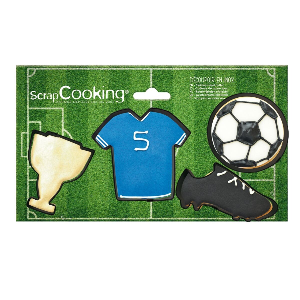 ScrapCooking Cookie Cutters Football 4 τμχ - Σετ 4 μεταλλικά κουπ πατ με θέμα το Ποδόσφαιρο