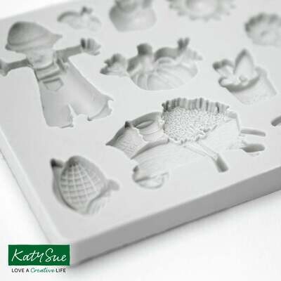 Katy Sue Silicone Mould -MINIATURE IN THE GARDEN -Καλούπι Σιλικόνης Διάφορα αξεσουάρ για τον Κήπο