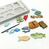 Katy Sue Silicone Mould -GONE FISHING - Καλούπι Σιλικόνης με θέμα το Ψάρεμα