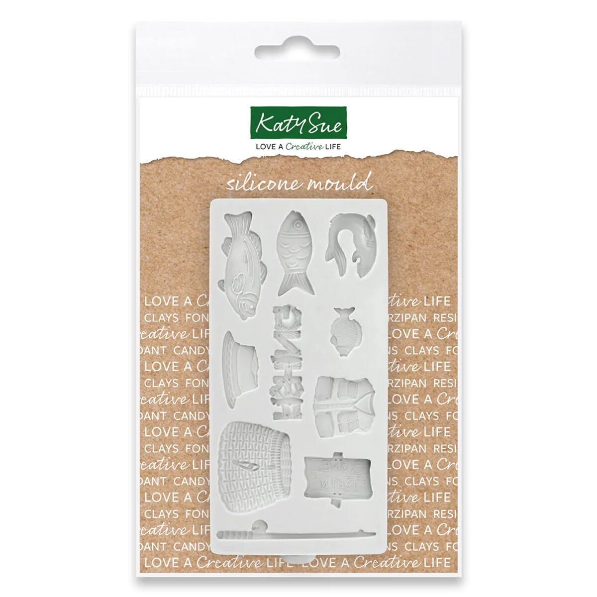 Katy Sue Silicone Mould -GONE FISHING - Καλούπι Σιλικόνης με θέμα το Ψάρεμα