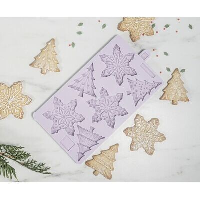 SALE!!! Karen Davies SNOWFLAKES &amp; TREES -Καλούπι Σιλικόνης Χιονονιφάδες και Χριστουγεννιάτικα Δέντρα
