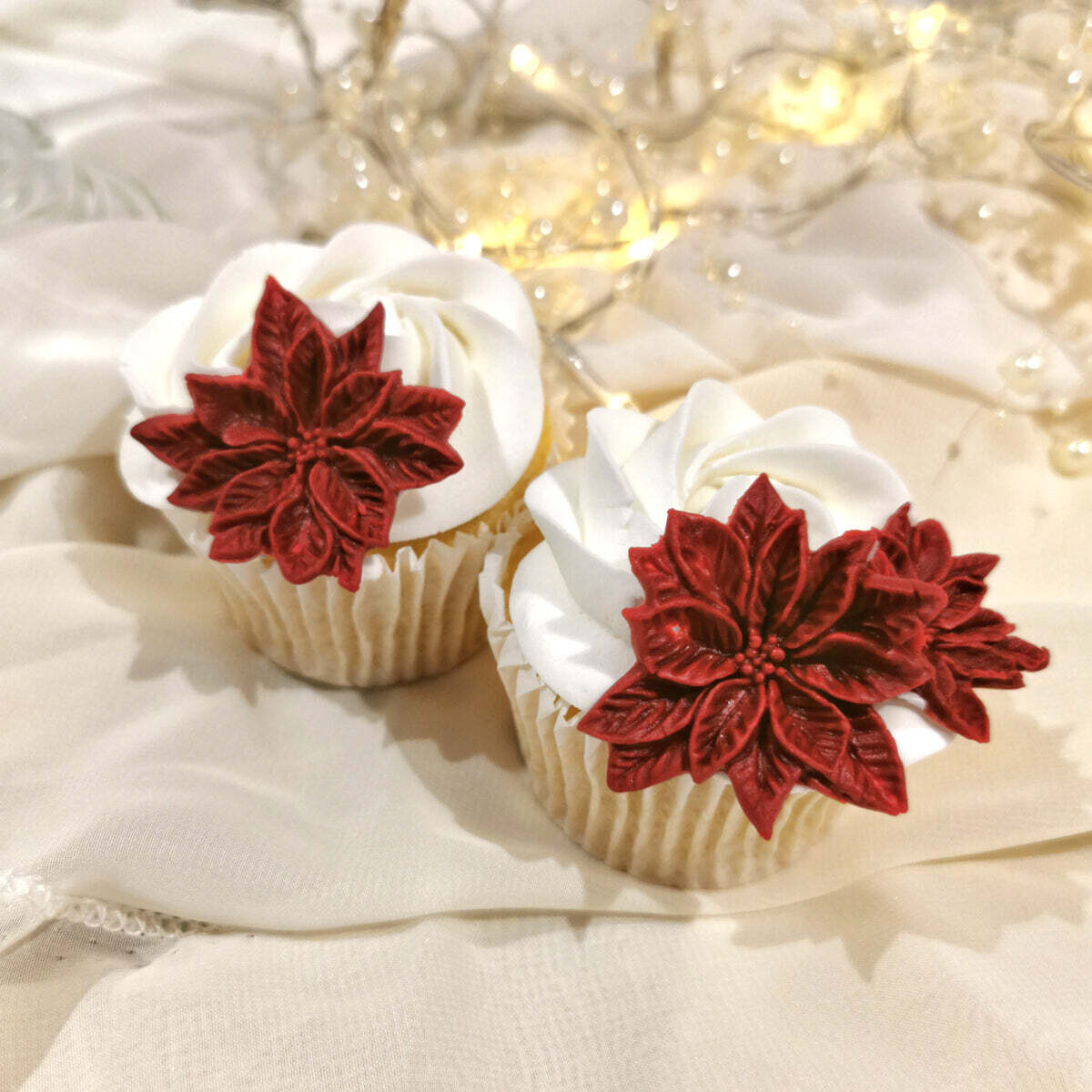 Katy Sue Silicone Mould -POINSETTIA DUO -Καλούπι Σιλικόνης Ποϊνσέτια (Αλεξανδρινό) 2 μεγέθη και Φύλλα