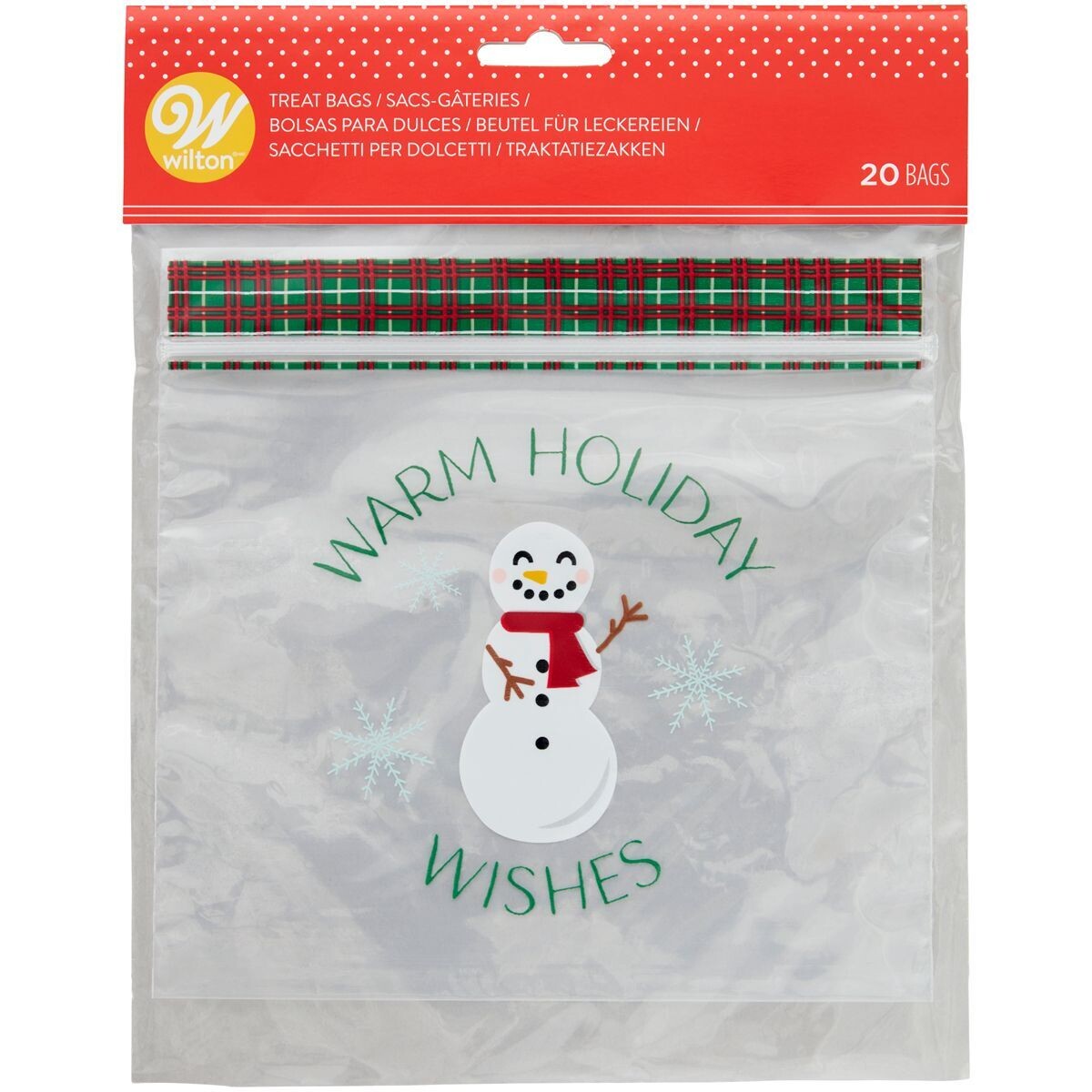 Wilton Christmas Treat Bags -SNOWMAN 20τμχ - Επανασφραγιζόμενα σακουλάκια για γλυκά με Χιονάνθρωπο