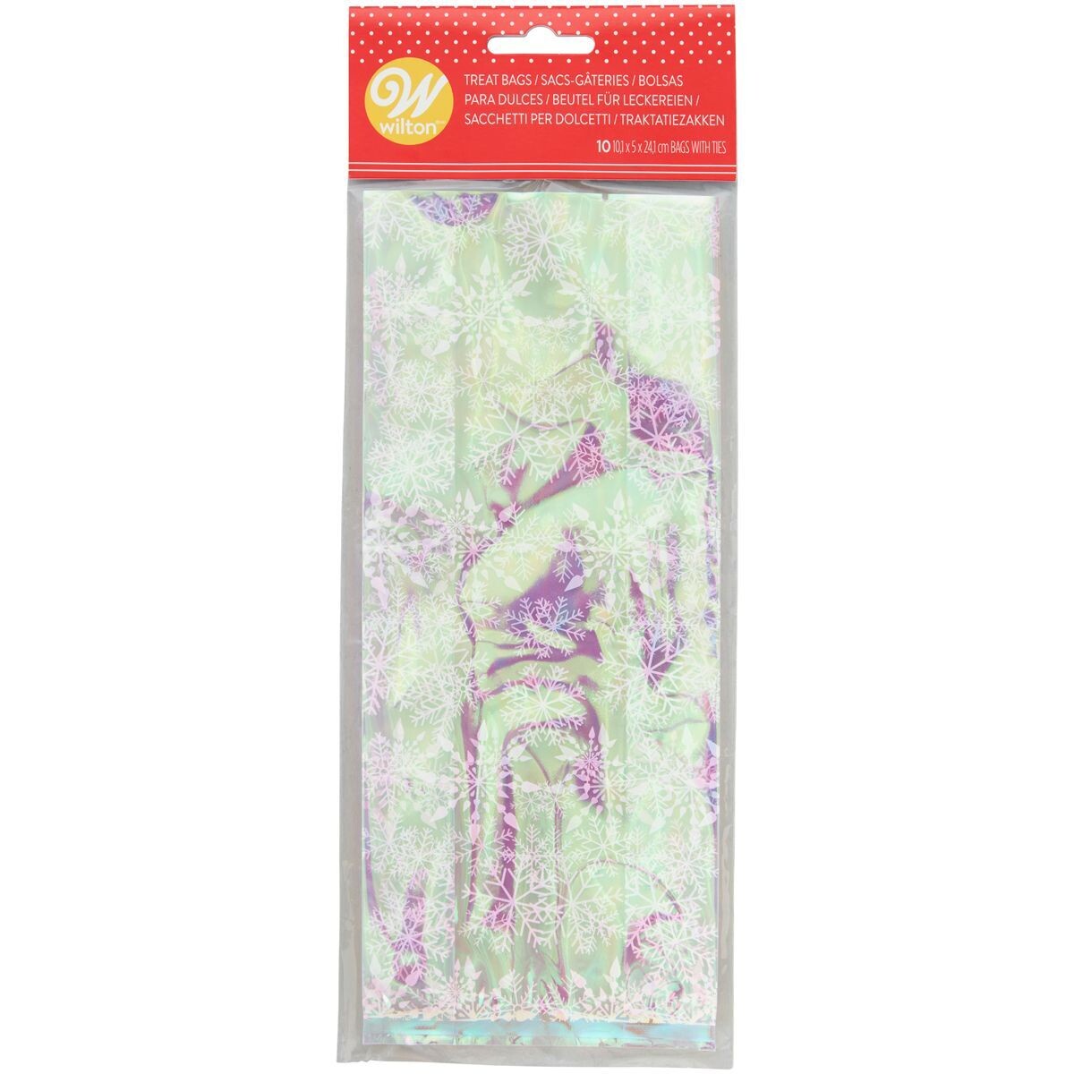 Wilton Christmas Treat Bags -IRIDESCENT SNOWFLAKE 10τμχ - Σακουλάκια για γλυκά με συρματάκια με Χιονονιφάδες