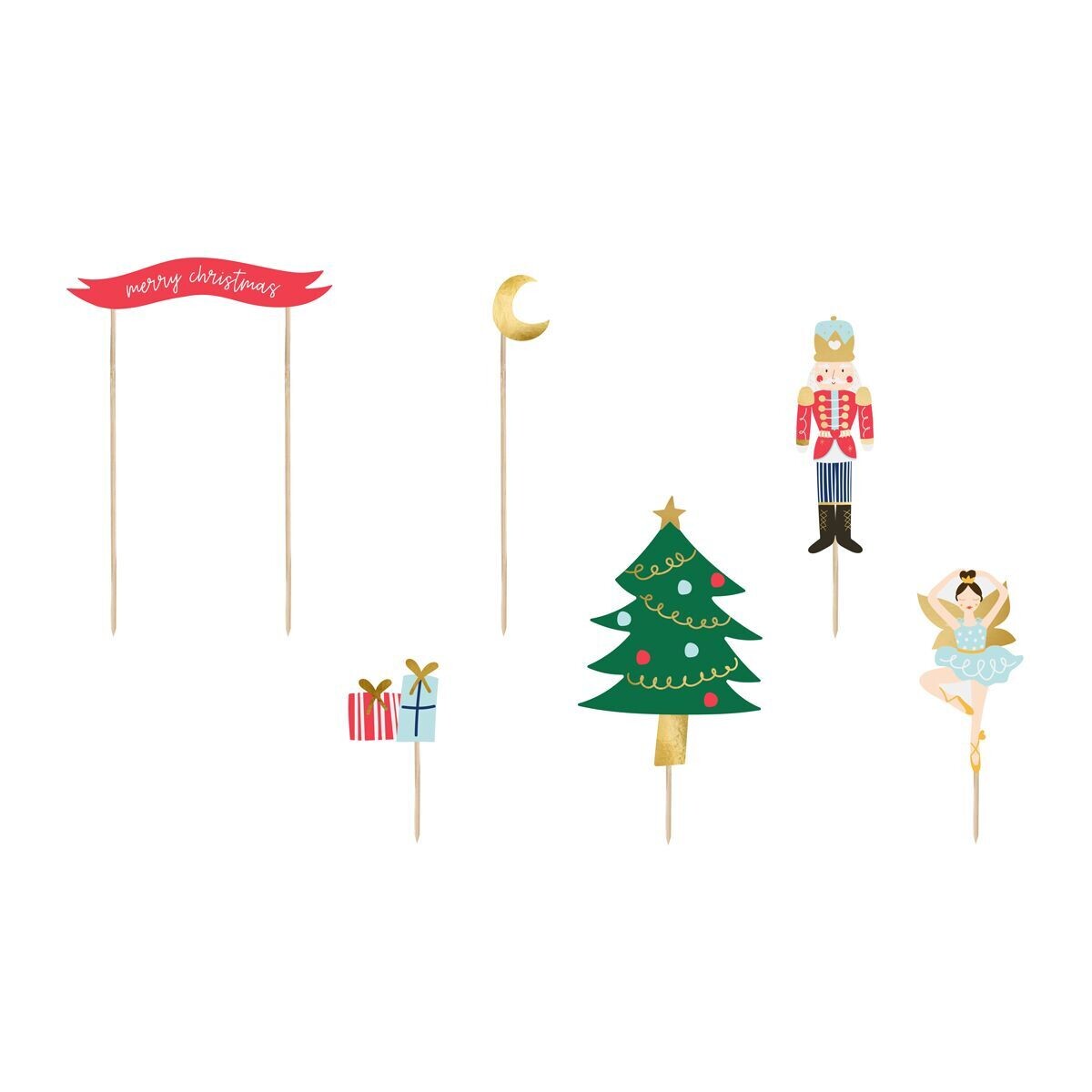 PartyDeco Cake Topper -NUTCRACKER 6τεμ - Χριστουγεννιάτικα Τόπερ Καρυοθραύστης