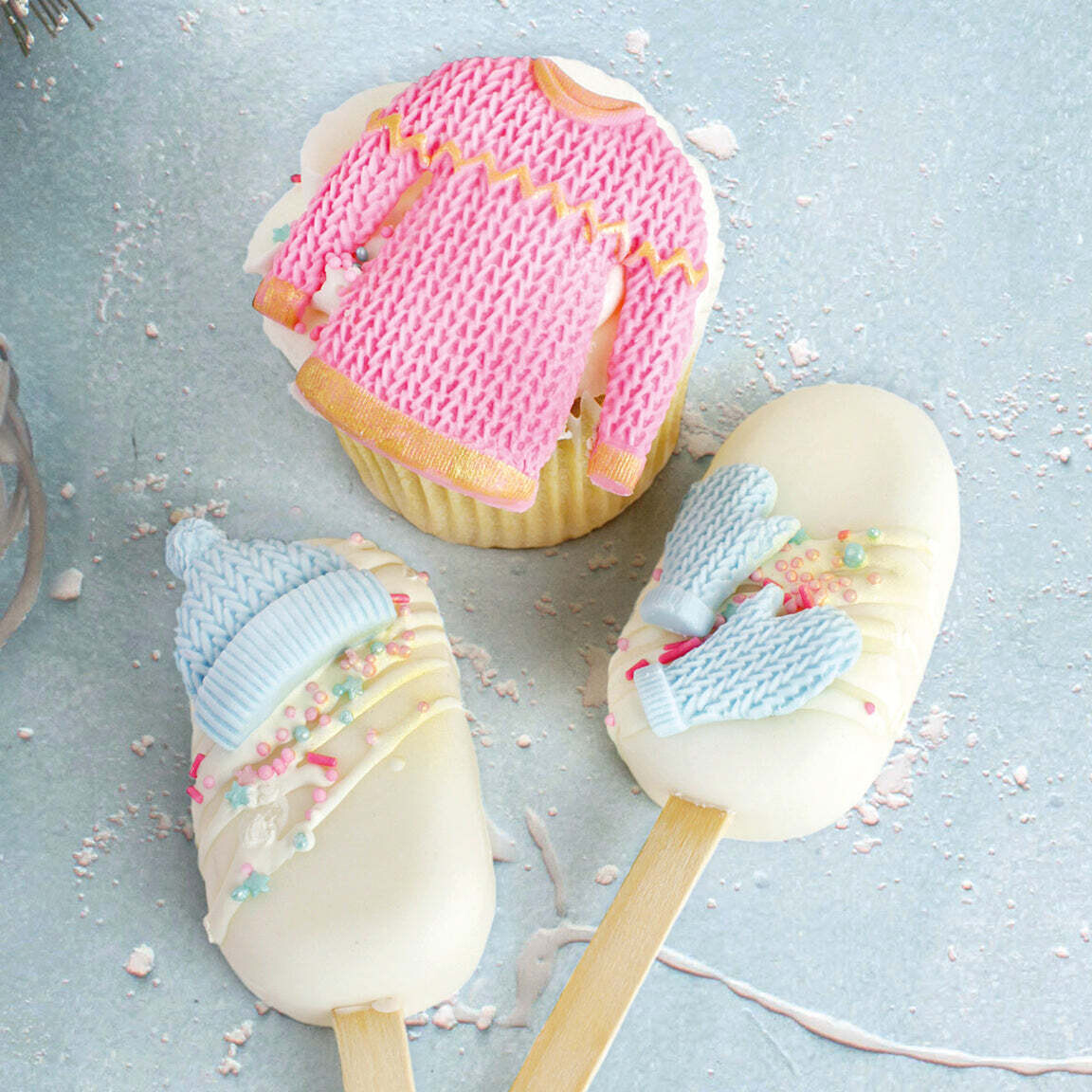 Katy Sue Silicone Mould -KNITTED SWEATER, HAT &amp; MITTENS -Καλούπι Σιλικόνης Πλεκτό Πουλόβερ, Γάντια και Σκούφος