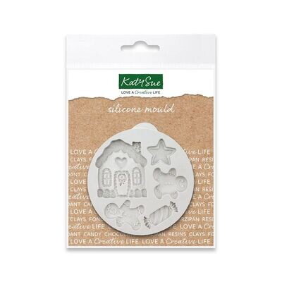 Katy Sue Silicone Mould -MINIATURE CHRISTMAS GINGERBREAD -Καλούπι Σιλικόνης Χριστουγεννιάτικα Διακοσμητικά με Μπισκοτανθρωπάκια