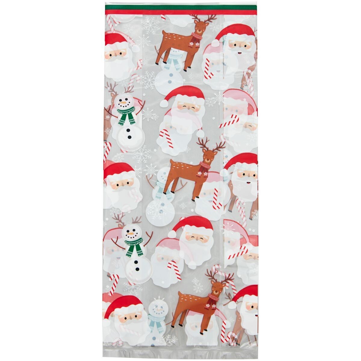 Wilton Christmas Treat Bags -SNOWMAN, SANTA &amp; REINDEER 20τμχ - Σακουλάκια για γλυκά με συρματάκια με το πρόσωπο του Άγιου Βασίλη
