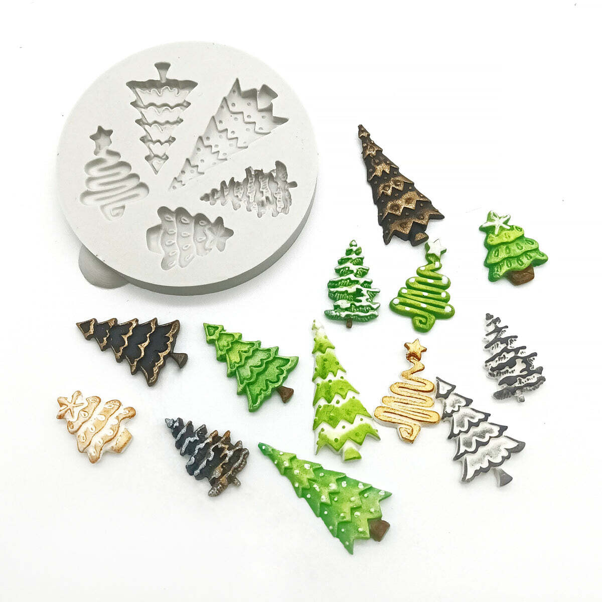 Katy Sue Silicone Mould -MINIATURE CHRISTMAS TREES -Καλούπι Σιλικόνης 5 Μίνι Χριστουγεννιάτικα Δεντράκια