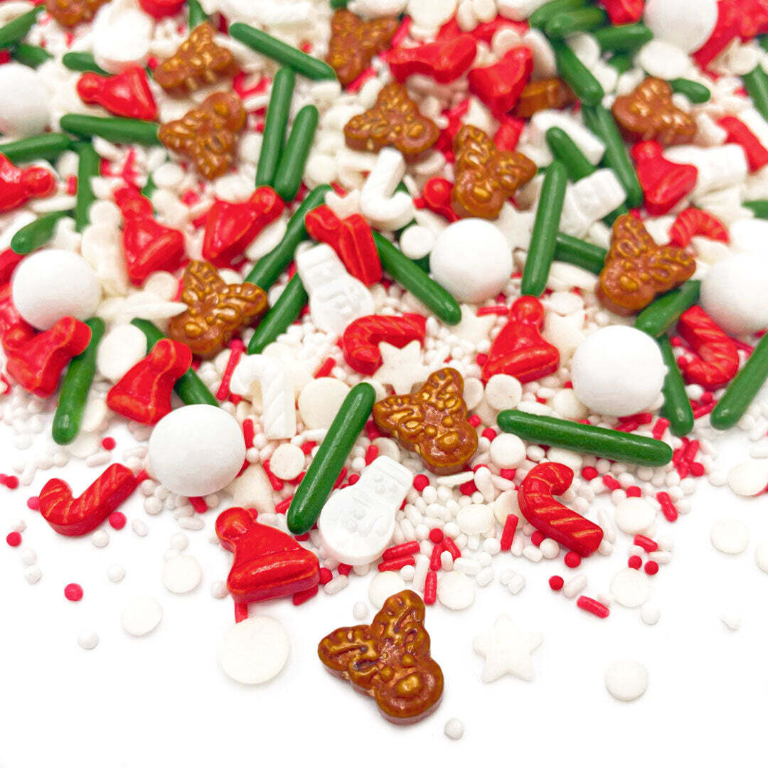 Happy Sprinkles Mix -XMAS VIBES 90g - Μείγμα Ζαχαρωτών Χριστουγεννιάτικο με σκούφους, γλειφιτζούρια και ταρανδάκια ∞∞∞