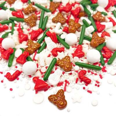 By Happy Sprinkles Mix -XMAS VIBES 90g - Μείγμα Ζαχαρωτών Χριστουγεννιάτικο με σκούφους, γλειφιτζούρια και ταρανδάκια ∞∞∞