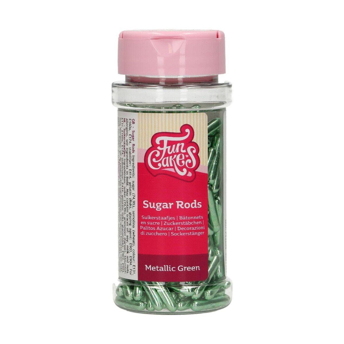 FunCakes Sprinkles -METALLIC Sugar Rods XL GREEN - Μείγμα Ζαχαρωτών Ράβδοι σε Πράσινο χρώμα 70γρ