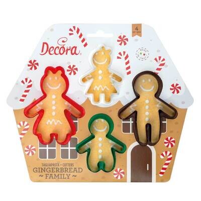 SALE!!!  DECORA -Gingerbread Family Cutters 4 τμχ - Πλαστικά κουπ πατ Μπισκοτοοικογένεια