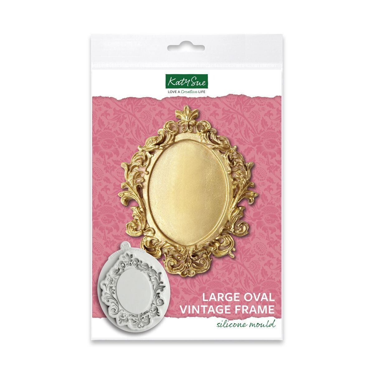 Katy Sue Silicone Mould -LARGE OVAL VINTAGE FRAME  -Καλούπι Σιλικόνης Μεγάλη Κορνίζα Οβάλ
