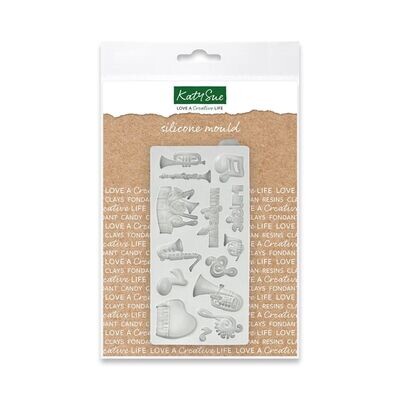 Katy Sue Silicone Mould -MINIATURE MUSIC SET -Καλούπι Σιλικόνης Μικρά Όργανα Μουσικής