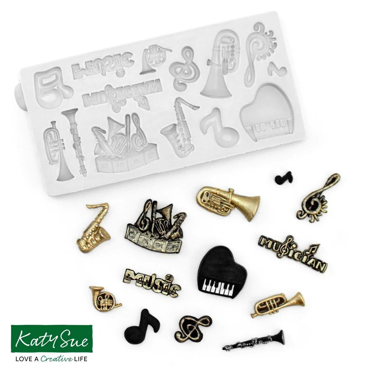 Katy Sue Silicone Mould -MINIATURE MUSIC SET -Καλούπι Σιλικόνης Μικρά Όργανα Μουσικής