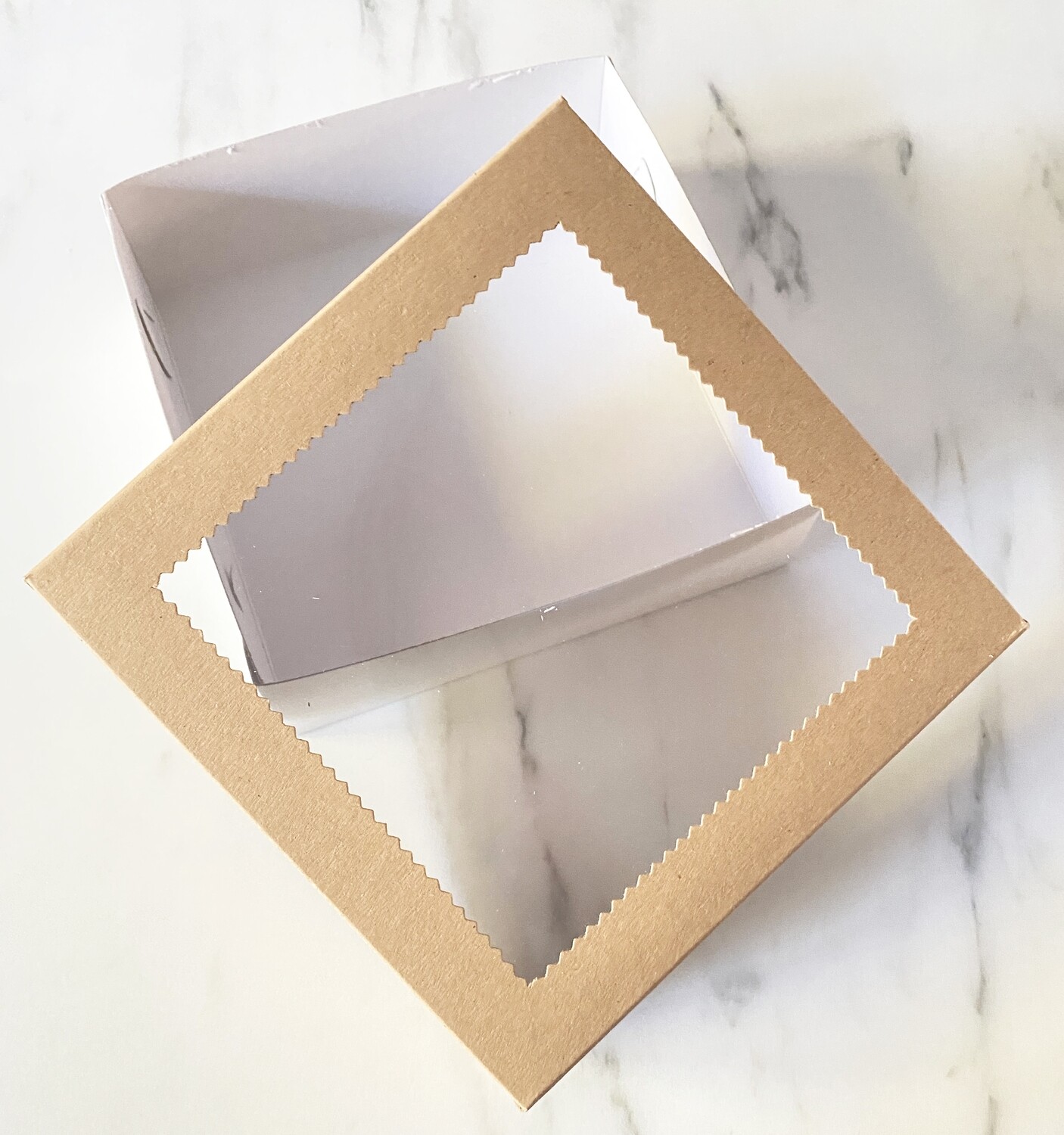 Box for Sweets KRAFT 20x20x8εκ - Κουτί για Γλυκά Καφέ/Μπεζ