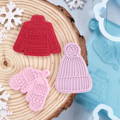 Sweet Stamp -OUTboss Stamp &#39;n Cut Mini -WINTER WOOLIES - Κουπ Πατ και Μίνι Σφραγίδες Χειμωνιάτικα Πλεκτά
